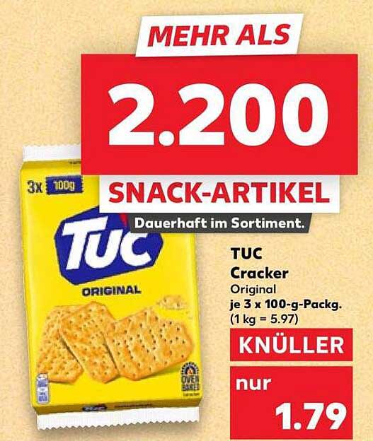 TUC Cracker Original je 3 x 100-g-Packg. (1 kg = 5.97)