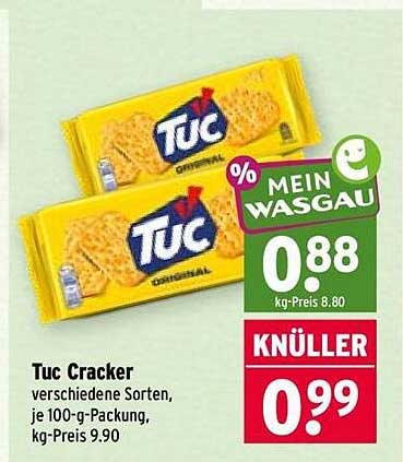 Tuc Cracker verschiedene Sorten, je 100-g-Packung, kg-Preis 9.90