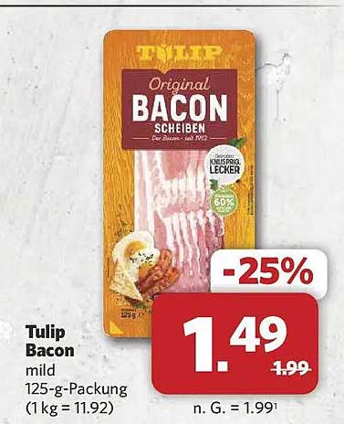 Tulip Bacon mild 125-g-Packung (1 kg = 11.92)