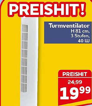 Turmventilator H 81 cm, 3 Stufen, 40 W