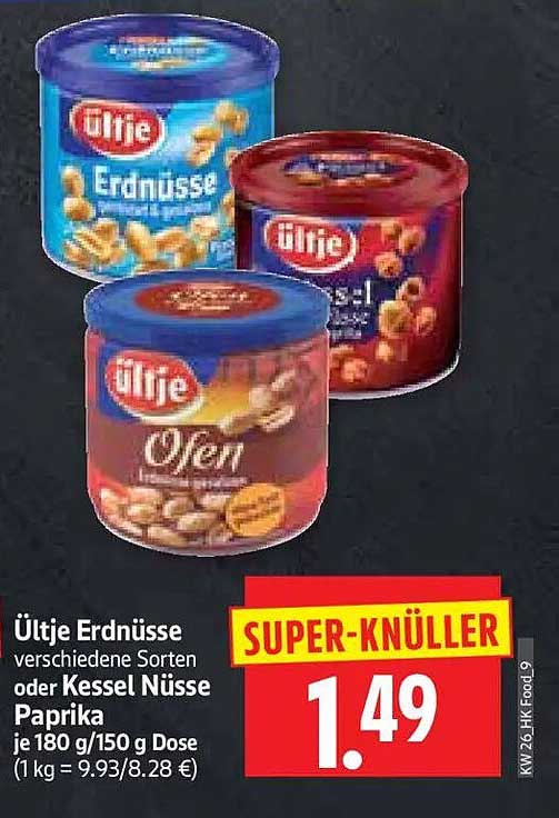Ültje Erdnüsse verschiedene Sorten oder Kessel Nüsse Paprika