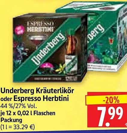 Underberg Kräuterlikör oder Espresso Herbtini