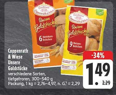 Unsere Goldstücke verschiedene Sorten, tiefgefroren, 300–540 g Packung, 1 kg = 2,76–4,97, n. G. = 2,29