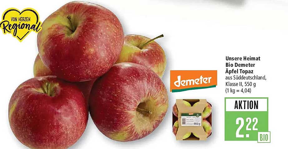 Unsere Heimat Bio Demeter Äpfel Topaz
