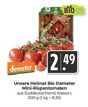 Unsere Heimat Bio Demeter Mini-Rispentomaten
