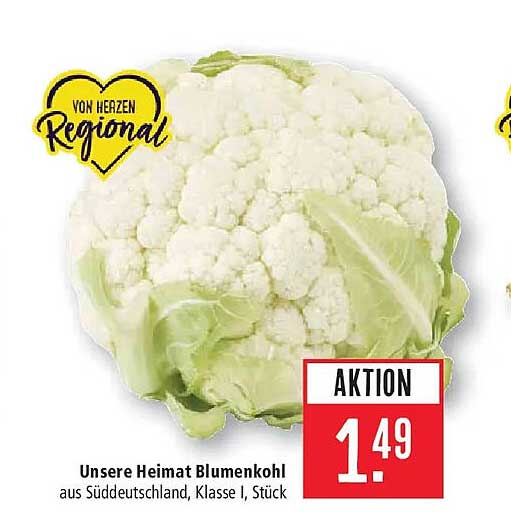 Unsere Heimat Blumenkohl aus Süddeutschland, Klasse I, Stück