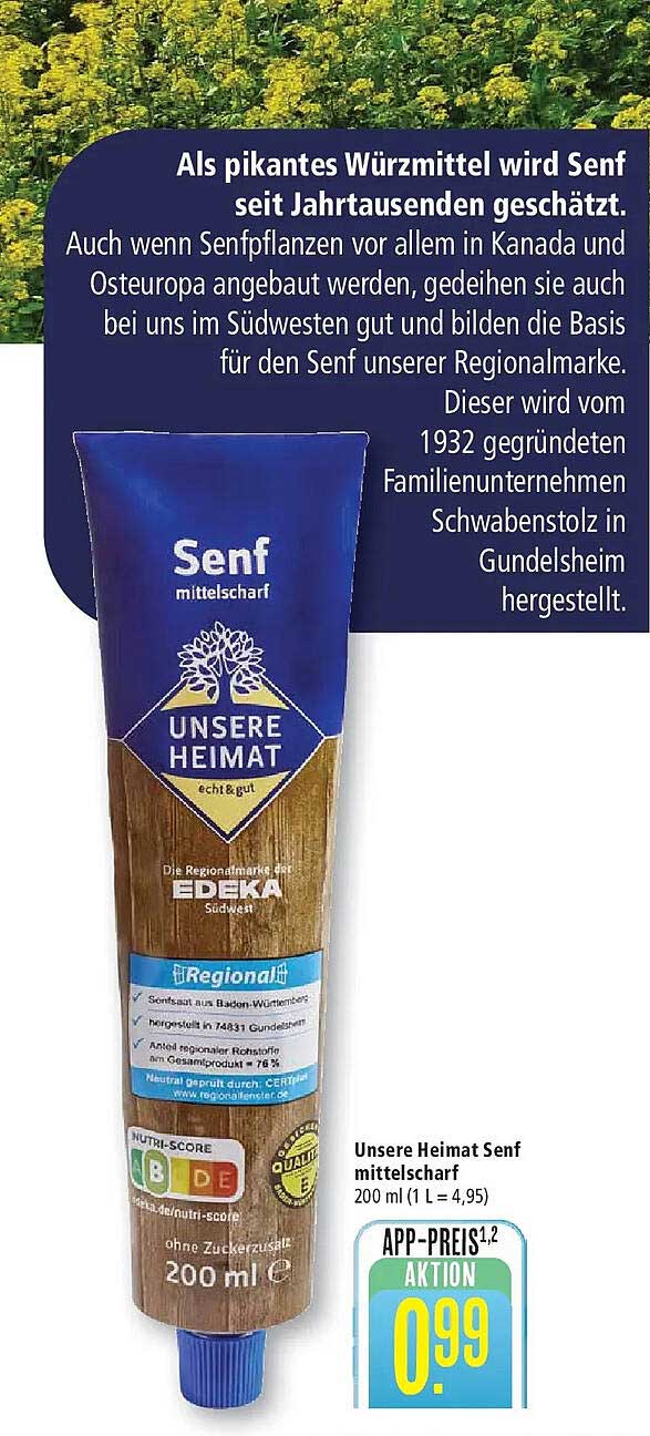 Unsere Heimat Senf mittelscharf