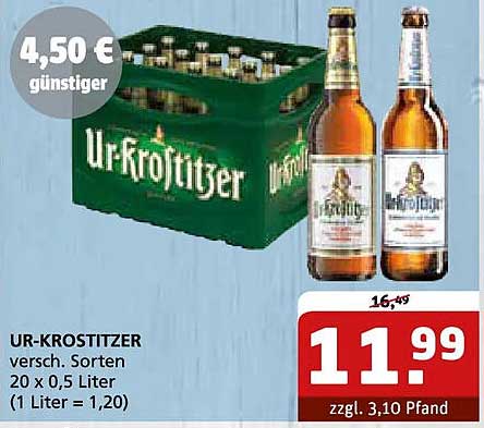 UR-KROSTITZER versch. Sorten 20 x 0,5 Liter (1 Liter = 1,20)