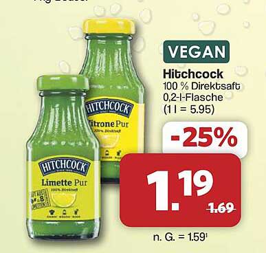 VEGAN Hitchcock 100 % Direktsaft 0,2-l-Flasche (1 l = 5.95)
