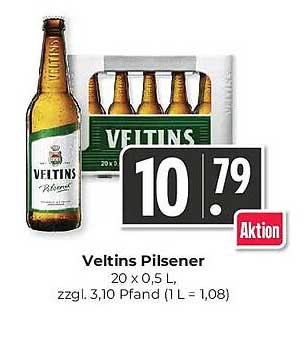 Veltins Pilsener 20 x 0,5 L, zzgl. 3,10 Pfand (1 L = 1,08)
