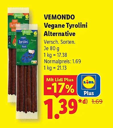 VEMONDO Vegane Tyrolini Alternative