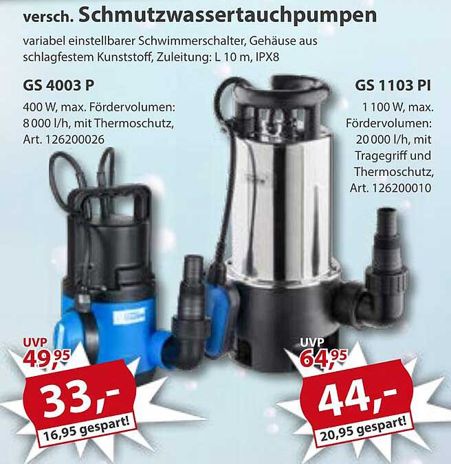 versch. Schmutzwassertauchpumpen