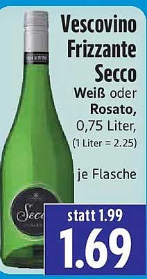 Vescovino Frizzante Secco Weiß oder Rosato, 0,75 Liter