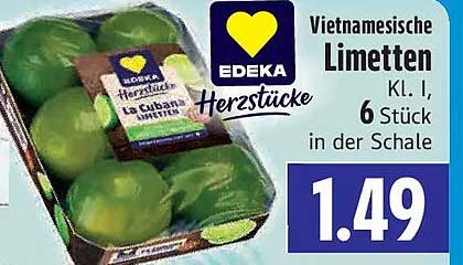 Vietnamesische Limetten Kl. I, 6 Stück in der Schale