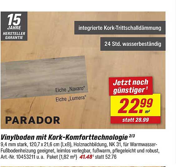 Vinylboden mit Kork-Komforttechnologie