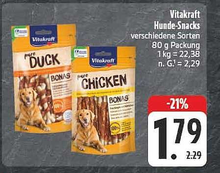 Vitakraft Hunde-Snacks verschiedene Sorten 80 g Packung 1 kg = 22,38 n. G. = 2,29