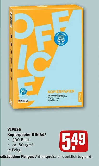 VIVESS Kopierpapier DIN A4³