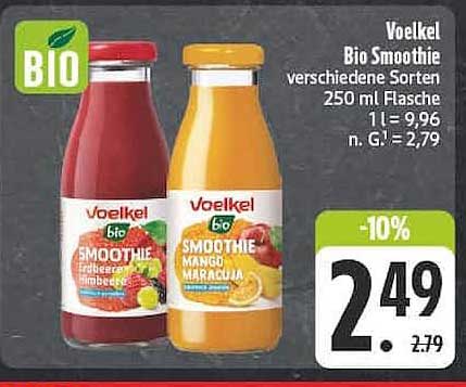 Voelkel Bio Smoothie verschiedene Sorten 250 ml Flasche 1 l = 9,96 n. G. = 2,79
