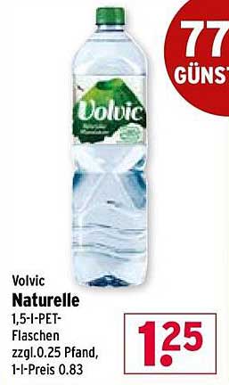 Volvic Naturelle 1,5-l-PET-Flaschen zzgl. 0.25 Pfand, 1-l-Preis 0.83