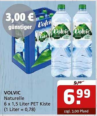 VOLVIC Naturelle 6 x 1,5 Liter PET Kiste (1 Liter = 0,78)