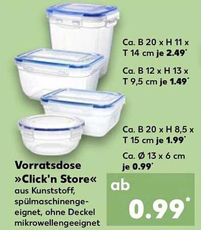 Vorratsdose »Click'n Store« aus Kunststoff, spülmaschinengeeignet, ohne Deckel mikrowellengeeignet