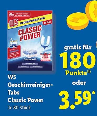 W5 Geschirrreiniger-Tabs Classic Power Je 80 Stück