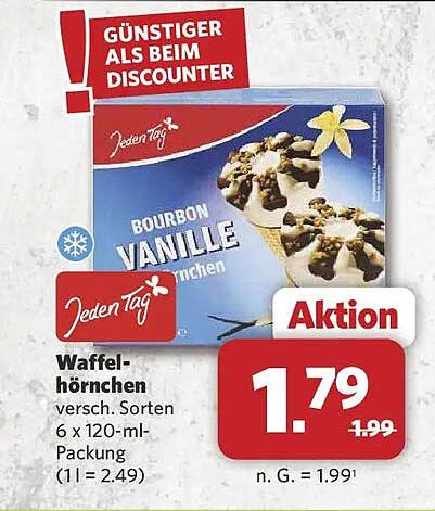 Waffelhörnchen versch. Sorten 6 x 120-ml-Packung (1 l = 2.49)