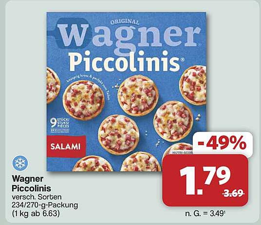 Wagner Piccolinis versch. Sorten 234/270-g-Packung (1 kg ab 6.63)