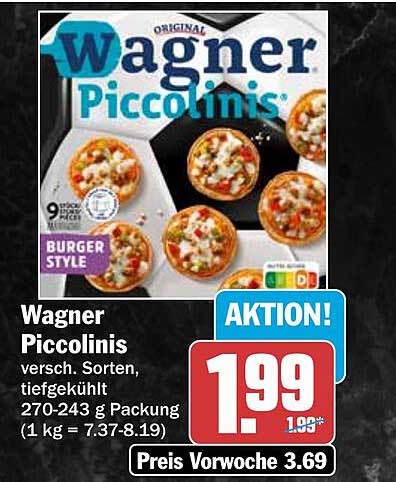 Wagner Piccolinis versch. Sorten, tiefgekühlt 270-243 g Packung