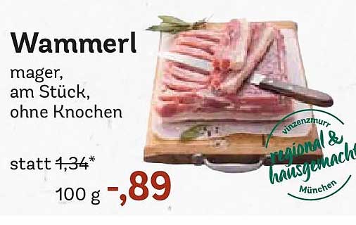 Wammerl mager, am Stück, ohne Knochen