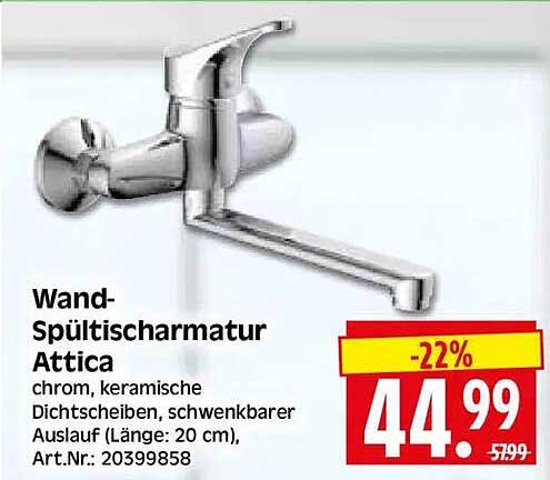 Wand-Spültischarmatur Attica
