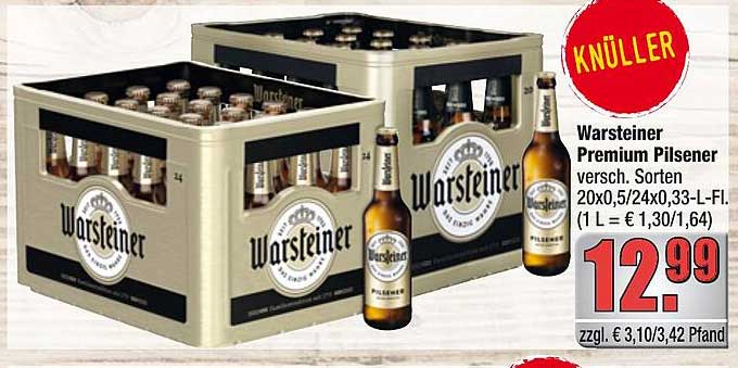 Warsteiner Premium Pilsener versch. Sorten 20x0,5/24x0,33-L-Fl. (1 L = € 1,30/1,64)