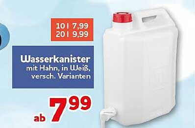 Wasserkanister mit Hahn, in Weiß, versch. Varianten