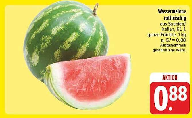 Wassermelone rotfleischig aus Spanien/Italien, Kl. I, ganze Früchte, 1 kg