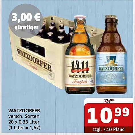 WATZDORFER versc. Sorten 20 x 0,33 Liter (1 Liter = 1,67)