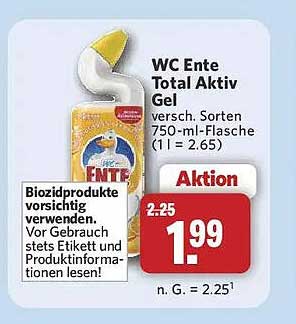 WC Ente Total Aktiv Gel versch. Sorten 750-ml-Flasche (1 l = 2.65)