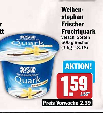 Weihen-stephan Frischer Fruchtquark versch. Sorten 500 g Becher (1 kg = 3.18)