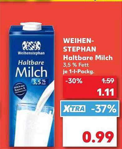 WEIHEN-STEPHAN Haltbare Milch 3,5 % Fett je 1-l-Packg.