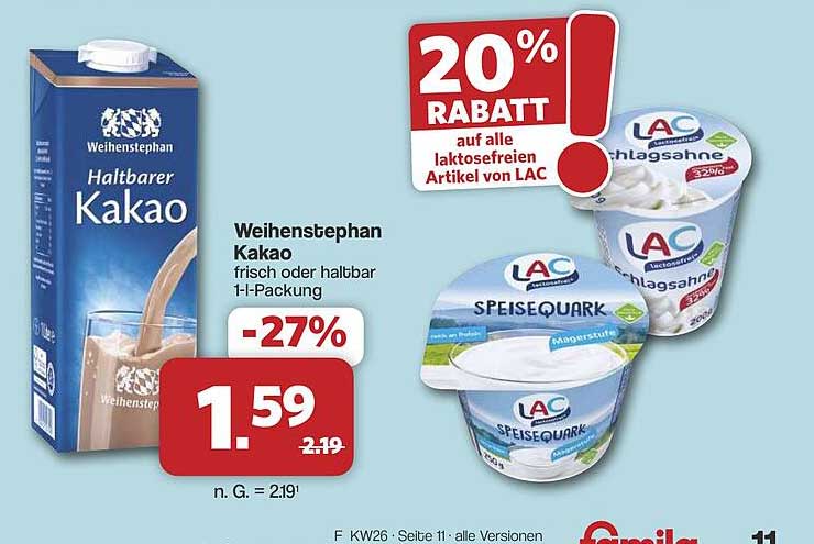 Weihenstephan Kakao frisch oder haltbar 1-l-Packung
