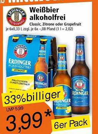 Weißbier alkoholfrei Classic, Zitrone oder Grapefruit