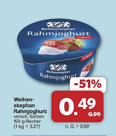 Weißenstephan Rahmjoghurt versch. Sorten 150-g-Becher