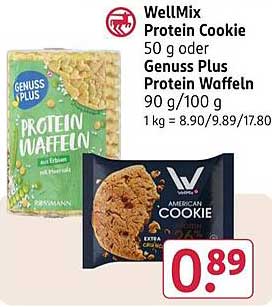WellMix Protein Cookie 50 g oder Genuss Plus Protein Waffeln 90 g/100 g