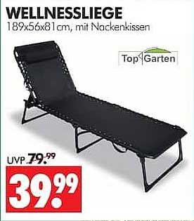 WELLNESSLIEGE 189x56x81cm, mit Nackenkissen