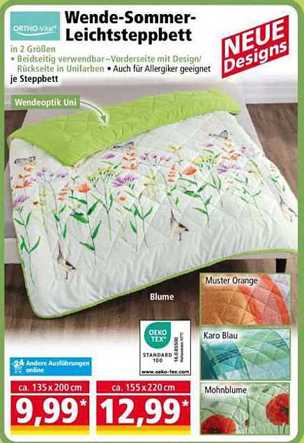 Wende-Sommer-Leichtsteppbett