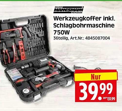 Werkzeugkoffer inkl. Schlagbohrmaschine 750W