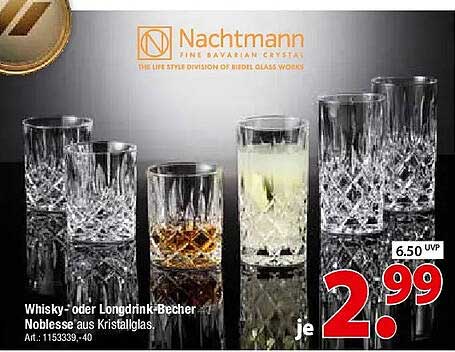 Whisky- oder Longdrink-Becher Noblesse aus Kristallglas.