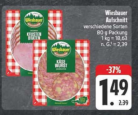 Wiesbauer Aufschnitt verschiedene Sorten 80 g Packung
