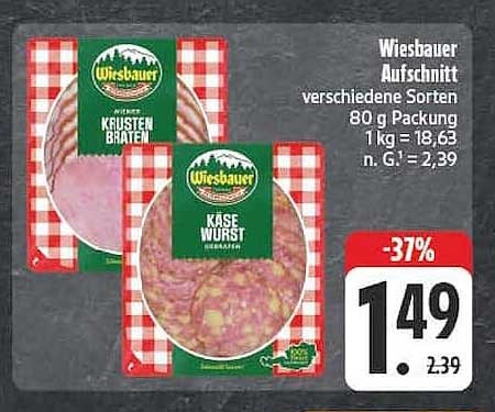 Wiesbauer Aufschnitt verschiedene Sorten 80 g Packung