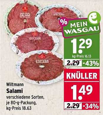 Wiltmann Salami verschiedene Sorten, je 80-g-Packung