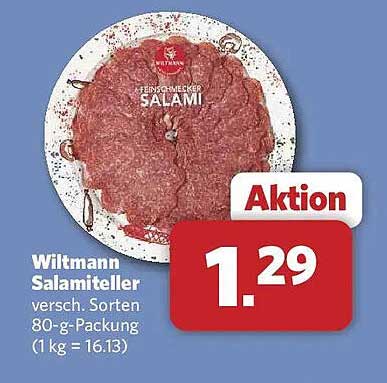 Wiltmann Salamiteller versch. Sorten 80-g-Packung (1 kg = 16,13)